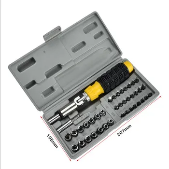 

41 One Portable Plastic Handle Combination Set Multi-functional Ratchet Screwdriver Hardware Tools