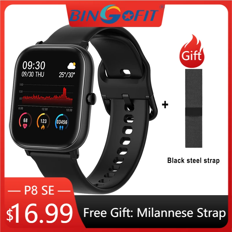 BingoFit Original P8 SE Smart Watch Sport Tracker 1.4'' Full Touch P20 Smartwatch With Steel Strap Heart Rate Monitor For iPhone |