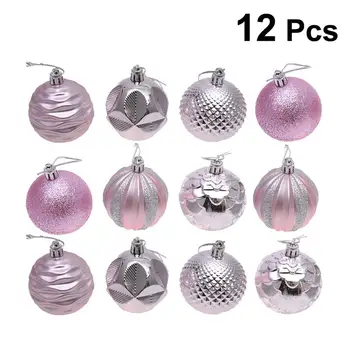 

12PCS 6CM Christmas Ball Christmas Tree Decoration Hanging Display Ornament for Home Party Wedding (Pink)