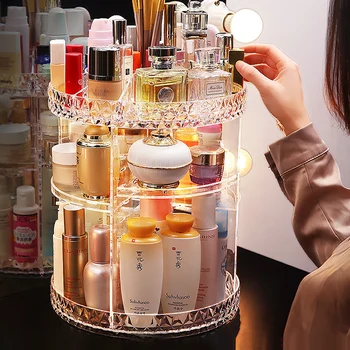

WJ8059 Cosmetic Storage Box Rotatable Jewelry Storage Rack Desktop Skincare Multi-layer Storage Box Acrylic Shelf Oversized