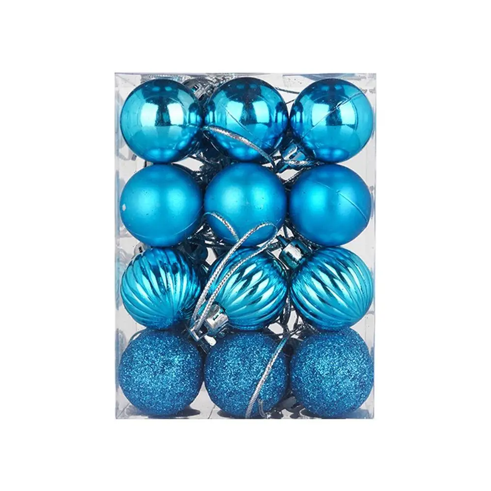 24pcs/lot 30mm Christmas Tree Decor Ball Bauble Hanging Xmas Party Ornament Decorations for Home Christmas Party Supplies&xs - Цвет: Sky Blue