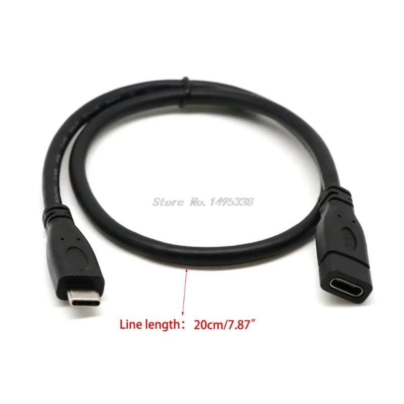0,2/0,5/1/2 m Тип C аксессуары USB 3,1 Запчасти Портативный удлинитель Кабель для передачи данных для мужчин и женщин черный Замена прочный