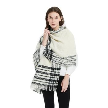 

Large Size Women Cashmere Scarf Winter Warm Plaid Scarves Shawls Wraps Autumn Pashmina Wide Lattices Long Blanket
