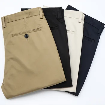 

ICPANS Tencel Stretch Straight Casual Pants Thin Loose Business Mid Rise Formal Trousers Male Black Khaki 2020 Summer