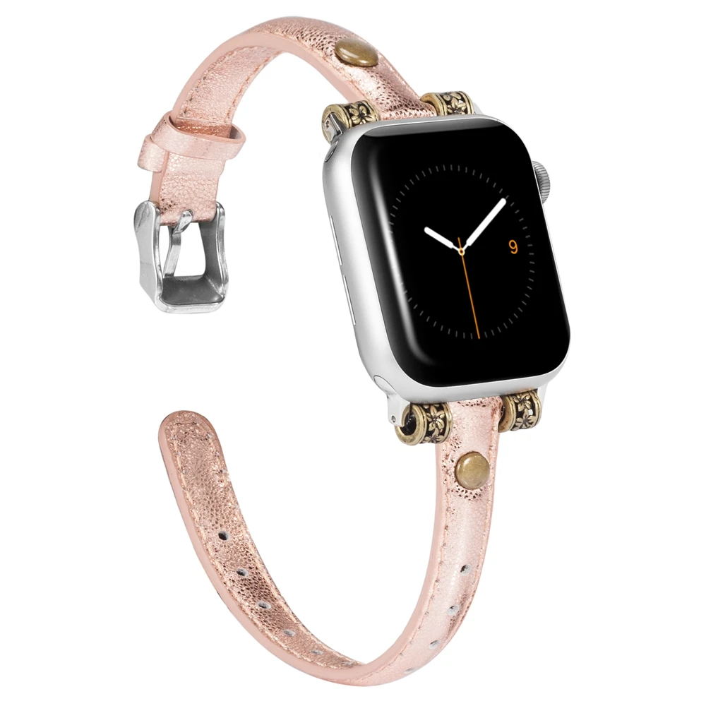 Тонкий ремешок из натуральной кожи для Apple Watch 4, 5, 44 мм, 40 мм, женский ремешок iwatch 42 мм, 38 мм, ремешок для iWatch Series 4, 3, 2, 1