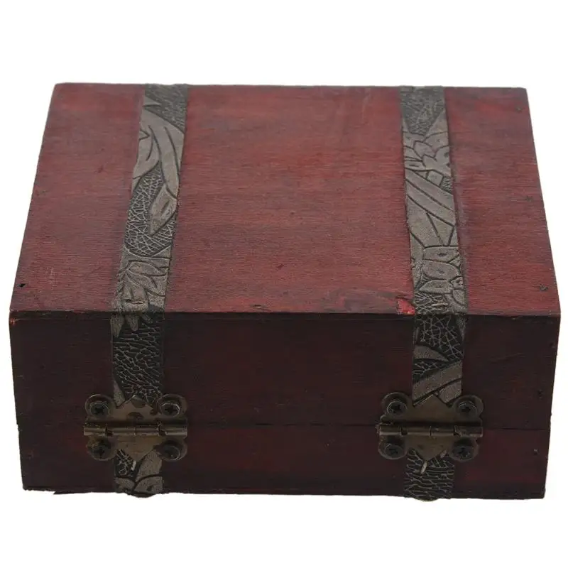 Wooden Vintage Lock Treasure Chest Jewelery Storage Box Case Organiser Ring Gift