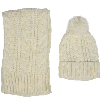 

Women's Winter Cap Knit Scarf Set White