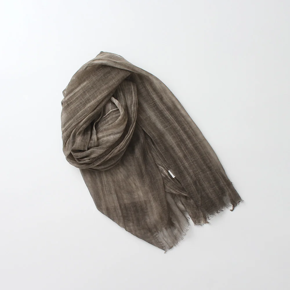 2 tie-dyed solid color plain real wool scarves women autumn winter wrinkle fringed thin soft scarf shawl wraps female neckerchief - Цвет: 2