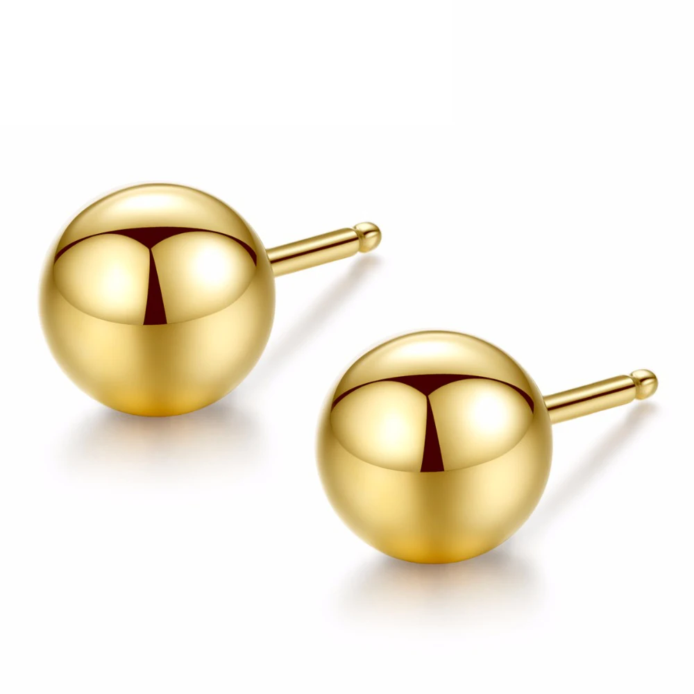 

SANYU Authentic Pure 18K Gold Round Solid Bead Ball Stud Earrings For Women Real 18k Yellow Gold Jewelry Pendientes Mujer Moda