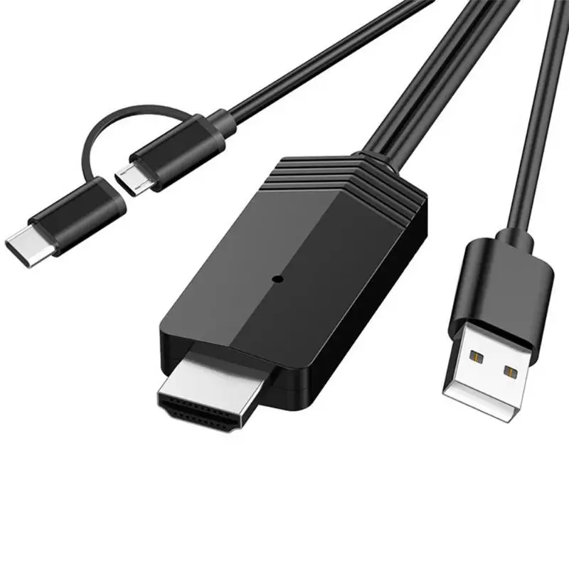 2 в 1 type-C Micro-USB к HDMI Кабель-адаптер HD 1080P HDMI type-C конвертер кабель с usb-портом та же Частотная линия