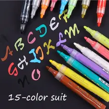 15 цветов Перманентная краска для рисования Керамика стекло ROCK с цветным рисунком пера канцелярские принадлежности с аниме дизайн школьные принадлежности маркер для белой доски