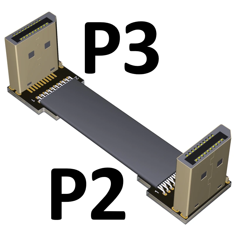 Кабель переходник DisplayPort Male плоский кабель DP 2K 4K 8K 60 Гц с углом вверх/вниз FPC