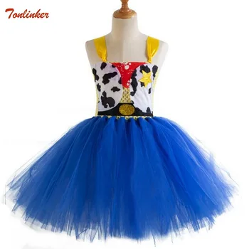 

girls Halloween Cosplay Jessie Costume Child Cartoon Tutu dress Cowgirl Jessie Tulle dress toddler Fancy dresses 2-10 years