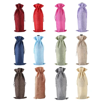 

12 Pcs Burlap Wine Gift Bags,Drawstring Wine Bottle Covers for Wedding,Travel,Birthday,Christmas,Wine Tasting Party