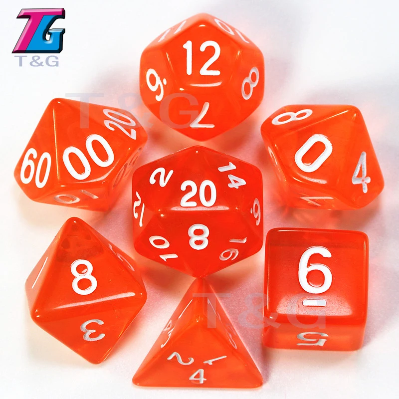 7 шт./компл. прозрачные Кристальные кости набор D4 d6 d8 d10 % d12 d20 для настольной игры rpg