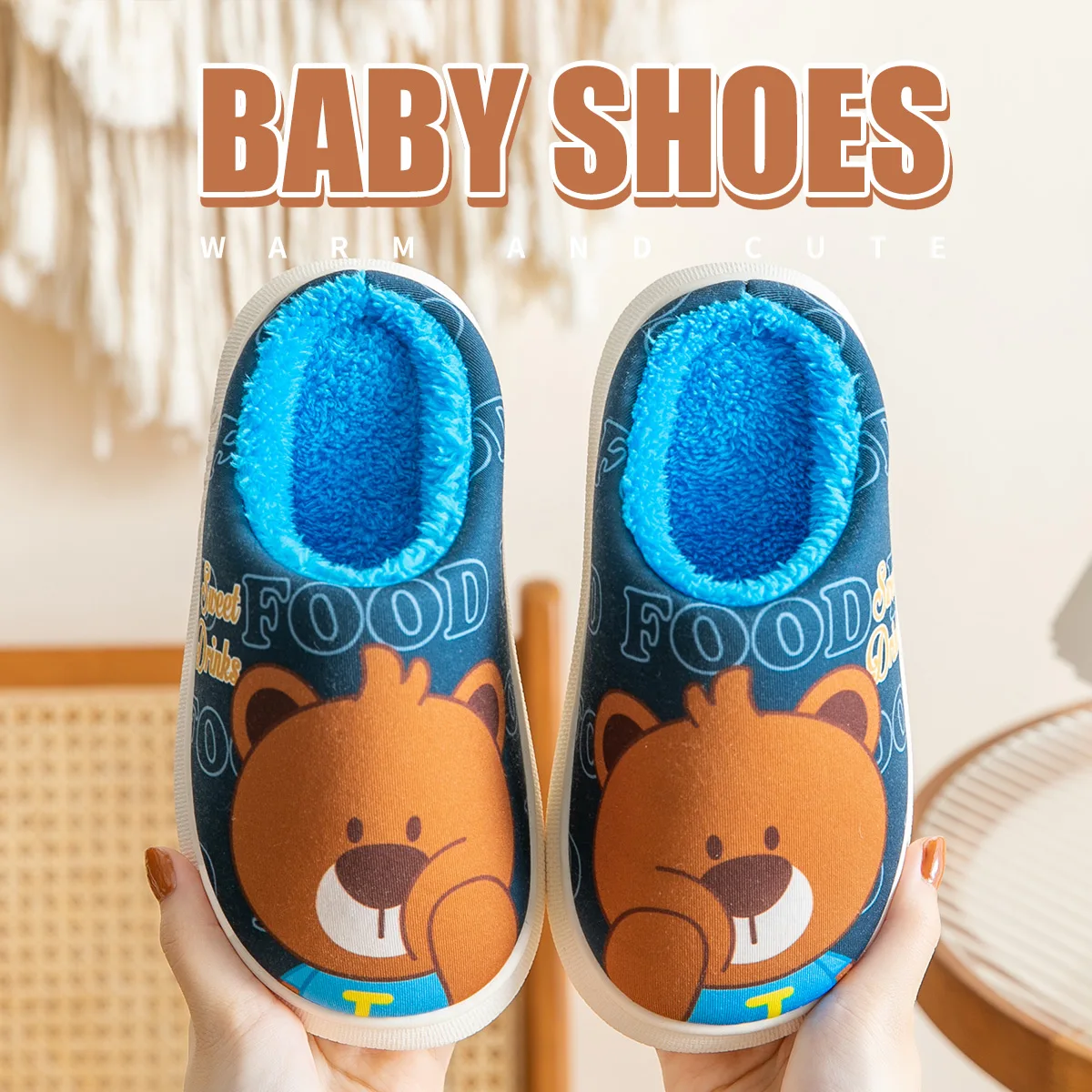 girls shoes Winter Cotton Outdoor Slippers Candy Color Cartoon With Children's Slippers Girl Male Baby Cute Home Shoes Warm Kids Miaoyoutong extra wide children's shoes