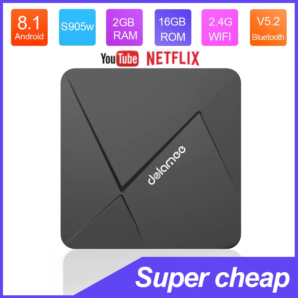 ТВ-приставка DOLAMEE D5 amlogic S905W Bluetooth V5.2 Android 2 Гб 16 Wifi 4G поддержка 4K супер HD видео Google Play