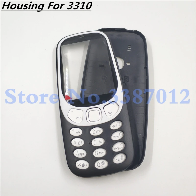 Для Nokia 3310 полный корпус крышка дверь передняя рамка+ задняя крышка батареи+ клавиатура+ логотип