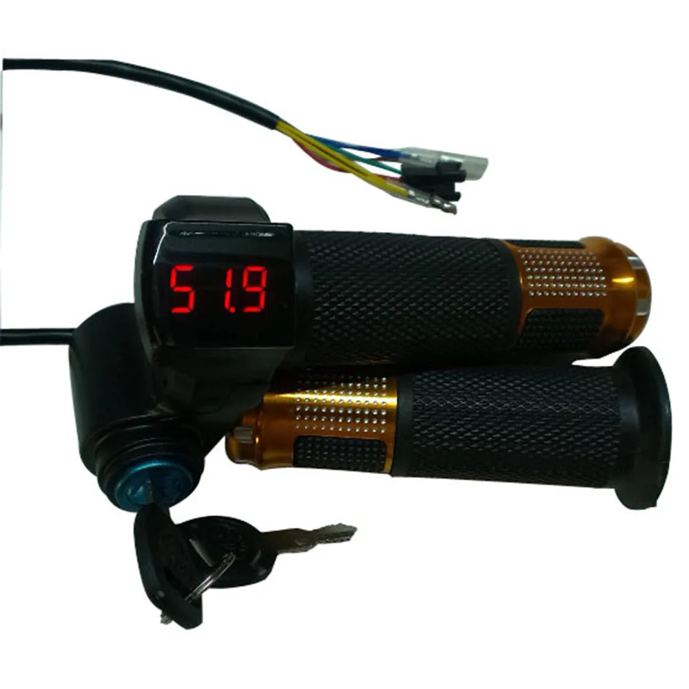 

24V 36V 48V Electric Scooter Bike Throttle Speed Adjustment Handle with Key Lock Display Handle Divides LCD Grip
