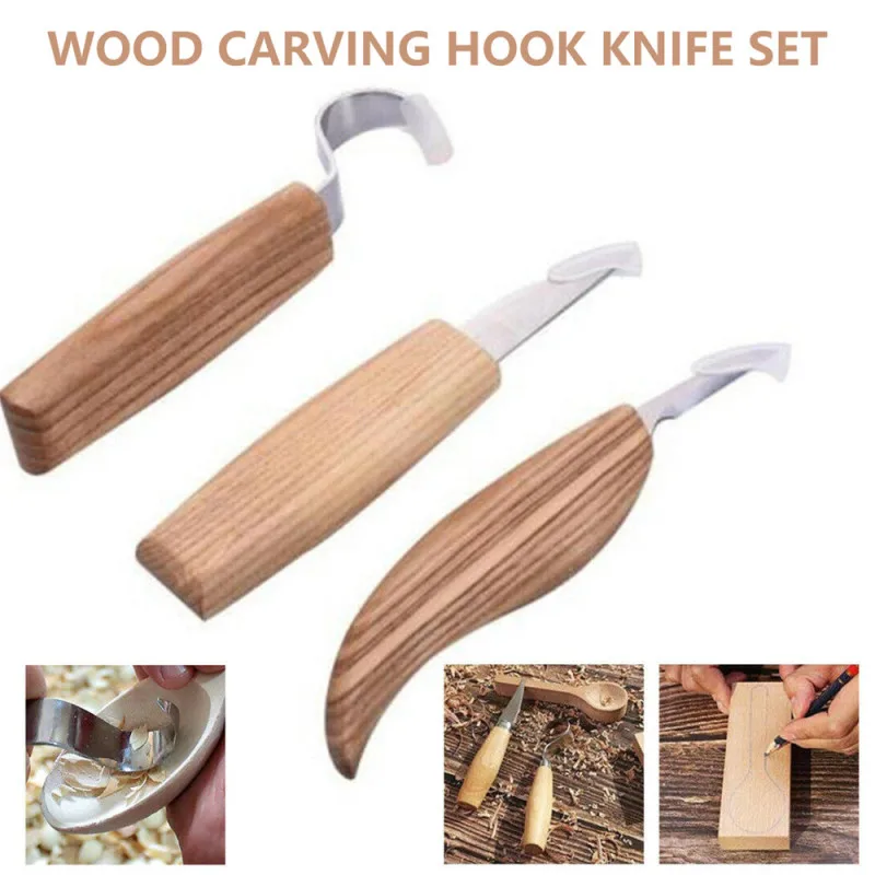 

New 5Pcs/3Pcs Wood Carving Knives Set Chisel Spoon Kit Whittling Carpenter Scimitar Machete Universal Knife Woodworking Tools
