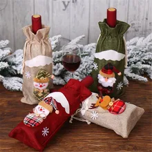 Санта-Клаус, снеговик, лось, кукла, красное вино, набор бутылок, рождественские украшения для дома, ужин, льняная бутылка вина, подарок, Мешок шампанского F927