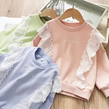 

2020 new girls ruffles t-shirt spring full sleeve cotton fashion girls sweatshirt 3-8t HJ309