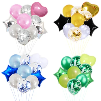 

10pcs/lot 12inch Confetti Latex Balloons 18inch Helium Foil Balloon Happy Birthday Party Decor Wedding Party Supplies