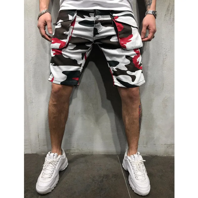 Мужские повседневные шорты, Свободные повседневные камуфляжные комбинезоны, шорты размера плюс с несколькими карманами, мужские шорты с пятью точками для улицы