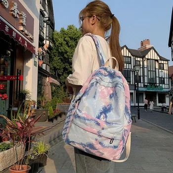 

Oeak Women Backpack Tie Dye Mixed Color Women Shoulder Bag Fashion School Bag For Teenage Girl Children Backpacks Travel Bag