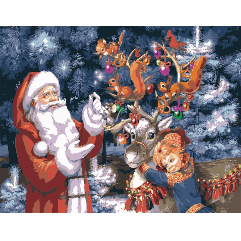 

Santa Claus and child Figure DIY Painting By Numbers Wall Art Picture Acrylic Painting For Home Decoration Drop Shipping 60x75cm