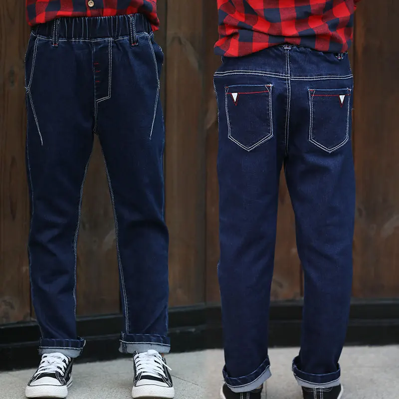 Детские джинсы, весна, стиль, брюки для мальчиков, весна и осень, детская одежда в Корейском стиле, одежда для мальчиков среднего и большого размера