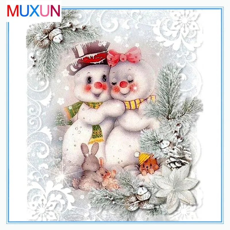 

Muxun Full Drill 5D Diy Diamond Painting Snowman Couple New 3D Diamond Embroidery Cross Stitch Mosaic Home Decor Art Gifts Lx776