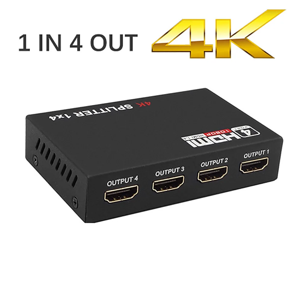 FSU 2,0 HDR 4K@ 60 HDMI split ter Full HD видео HDMI коммутатор 1X2 split 1 in 2 Out усилитель двойной дисплей для HDTV DVD PS3 - Цвет: 1in4 out 4K