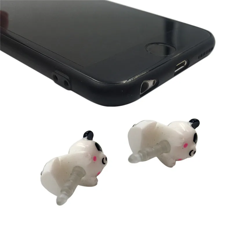 3.5mm Port Dust Plug Cute Animal Headset Music Stopper Mobile Phone 3.5 Jack Decor Small Panda Cartoon Dust Plug Headphones