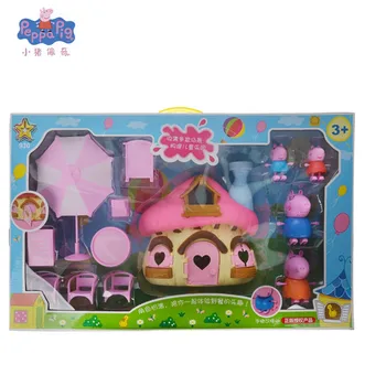 

Peppa Pig toys Action Figure Mushroom House Afternoon Tea Set Toy PVC Anime George Pig toys Toy for Children's birthday Gift