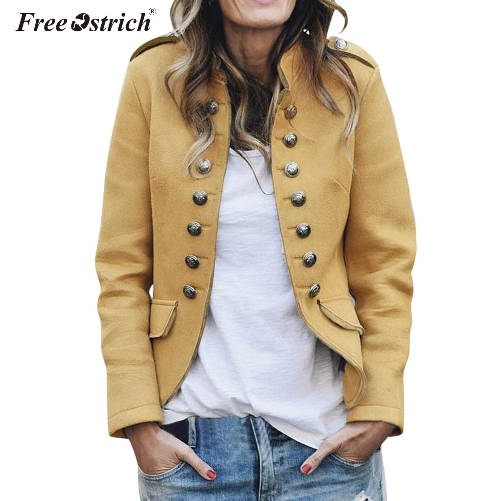 

Free Ostrich Autumn Winter Hot Women Jacket Slim Thin Coat Long Sleeve Casual Solid Jacket With Button Loose Outwear N30