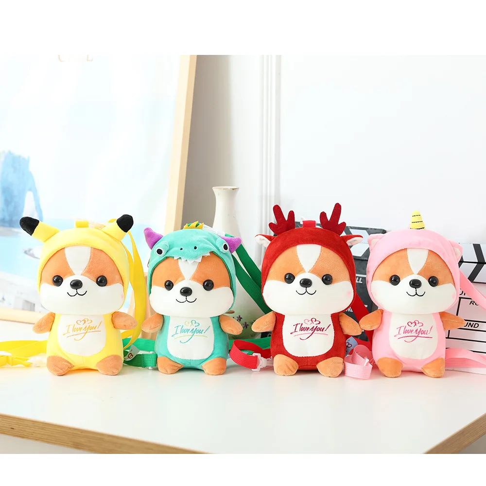 

New cute plush toy Unicorn dinosaur turned squirrel small bag cute baby dress with diagonal single and double bag