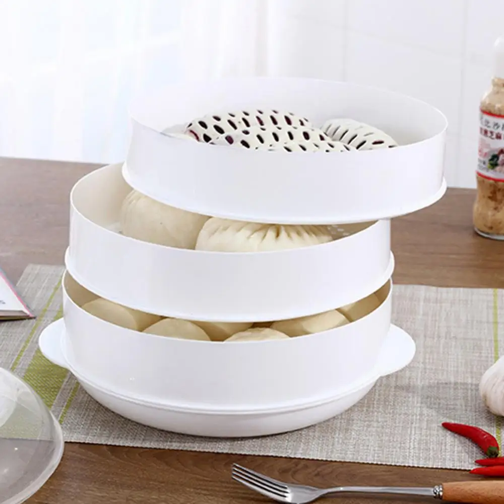 40%HOTRound Single/Double Tier Microwave Food Steamer Kitchen Veggies Fish Cookware