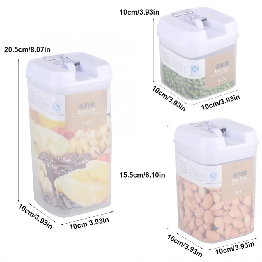 500/800/1200ML Kitchen Half Flip Food Storage Box Storage Tank Airtight Plastic Containers Sealed Cans For Coarse Cereals Grains