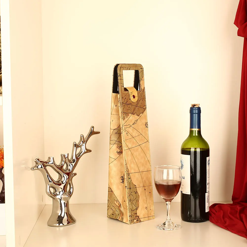 Красные сумки для винных бутылок Подарочная коробка Упаковка кожаная Складная портативная Мода