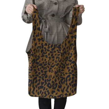 

Hot Selling Leopard Print Shopping Bag Folding Portable Women Travel Tote Single Shoulder Bag -B5