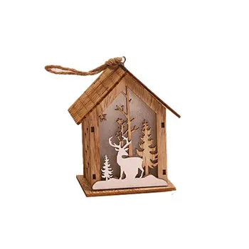 

Christmas Mini Wooden House Design Interesting And Exquisite Wooden Pendant Creative Christmas Tree Hanging Window Decoration