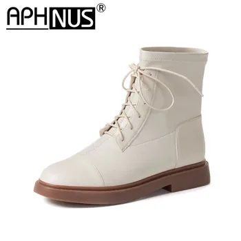 

APHNUS Womens Boots Short Ankle Booties Flats Low Mid Heels Pumps Woman 2020 Shoes For Women New Boot