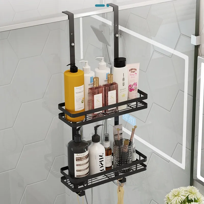 Stainless Steel Bathroom Storage Rack Wall Hanging 2 Layer Shower Gel