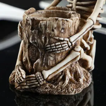 

Skull Pen Holder Skeleton Makeup Brush Pencil Storage Home Office Desk Organizer