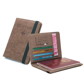 

Soft Passport Cover Card Holder Purse Multifunction Bag Leather Passport Bag Protector Wallet Business Card Document Package