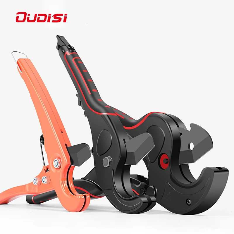 OUDISI PVC Pipe Cutter 36mm 42mm 64mm Aluminum Alloy Body Ratchet Scissors Tube Cutter PVC/PU/PP/PE Hose Cutting Hand Tools 4