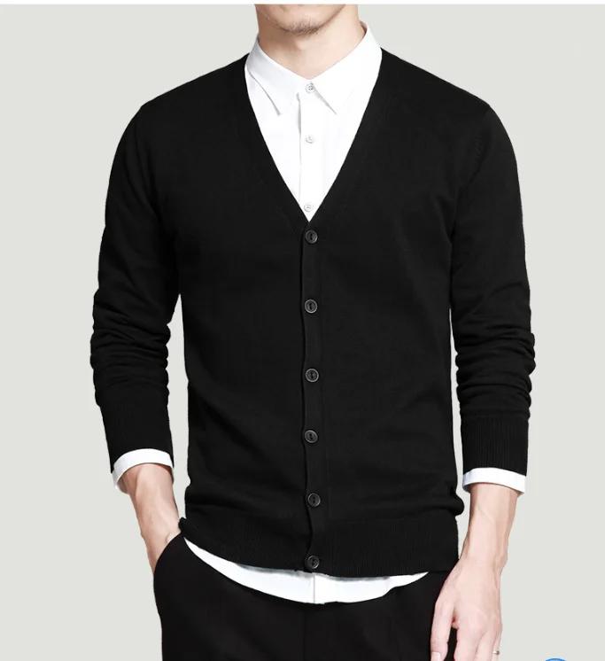 

9 Colors 2020 Autumn New Men's Cardigan Sweater 100% Cotton Slim Solid Color High Quality Fashion Casual Knitting Sweater Male