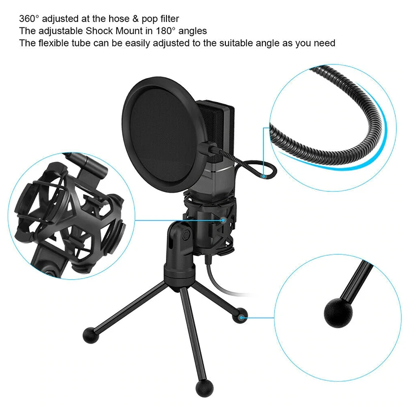  OGV Yanmai SF777 USB Condenser Microphone Kit Podcast Studio Microfone Plug and Play Streaming Mic 