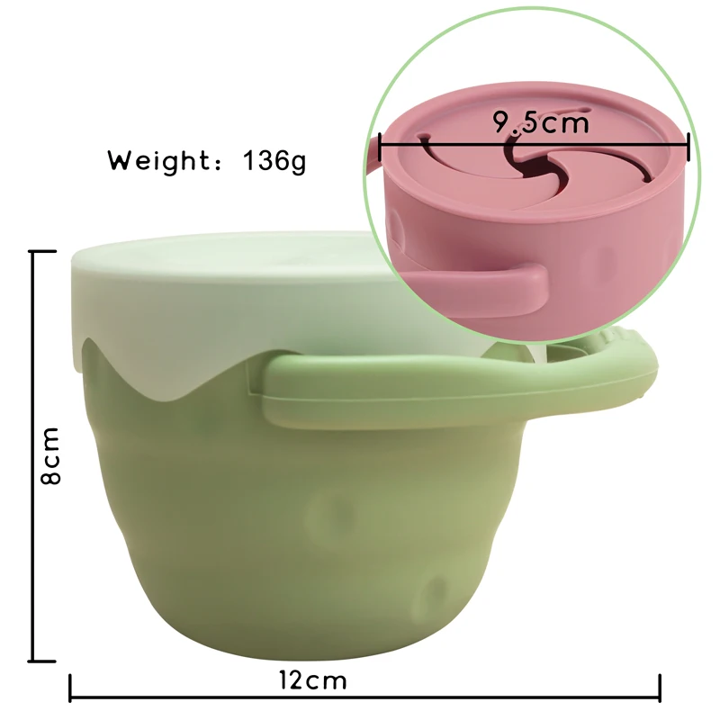 Foldable Silicone Snack Cup Storage Box Bottle Toddler Snack Catcher Collapsible Baby Cup No Spill Solid Food Soft Container Lid 3